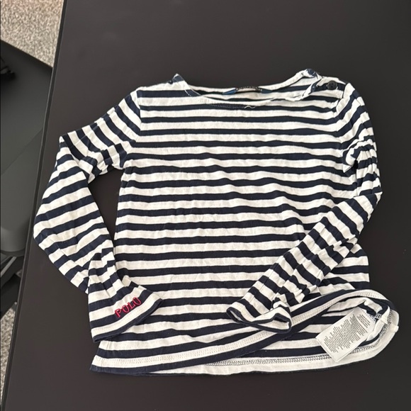 Polo by Ralph Lauren Classic Blue and White Striped Long Sleeve Tee - Picture 1 of 5